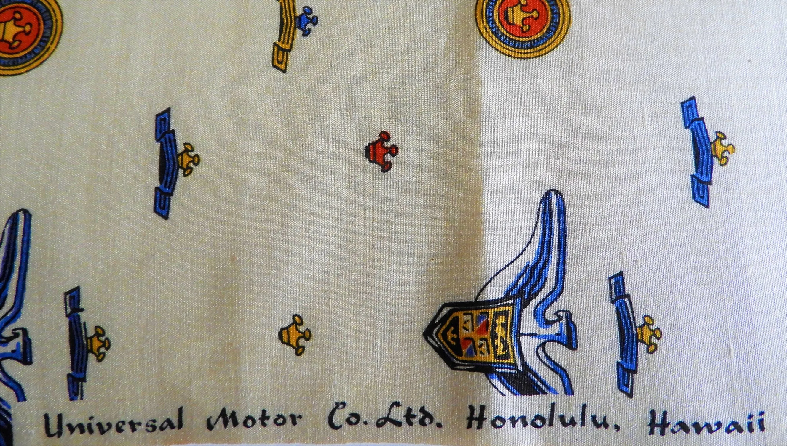 1955 Vintage Hawaiian Fabric - Universal Motor Co. Ltd - Silk - By the Yard - VCT77