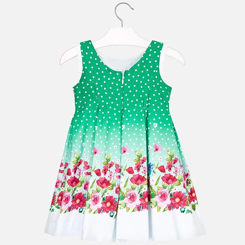 3932, Polka Dot Dress with Floral Border