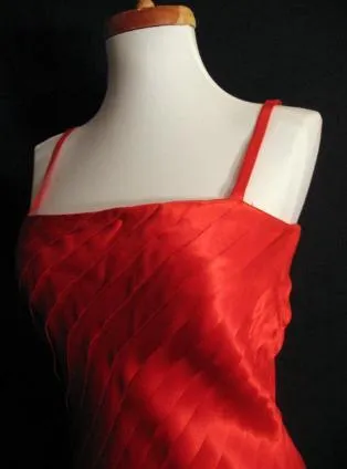 70s Women's Dress Vintage Disco Dance Red Satin Handkerchief Hem Small VFG