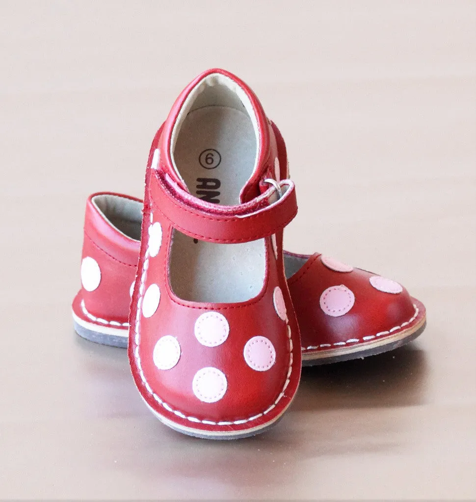 Angel Baby Girls Leather Polka Dot Mary Jane