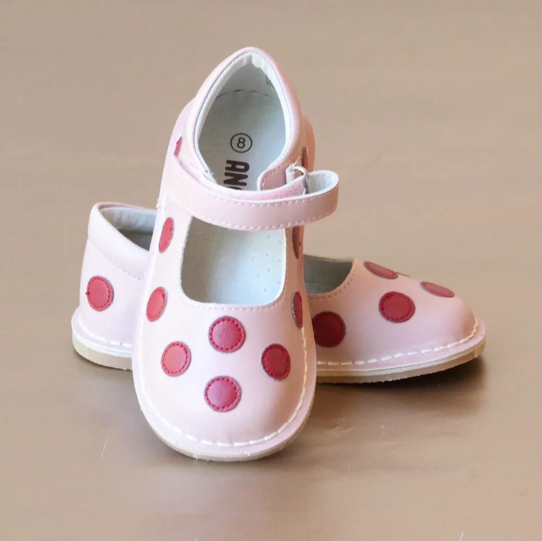 Angel Baby Girls Leather Polka Dot Mary Jane