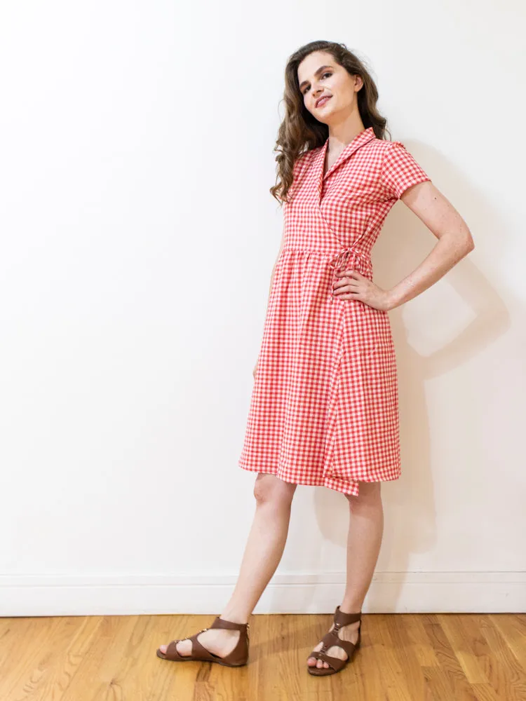 Annie Wrap Dress - Cherry Gingham