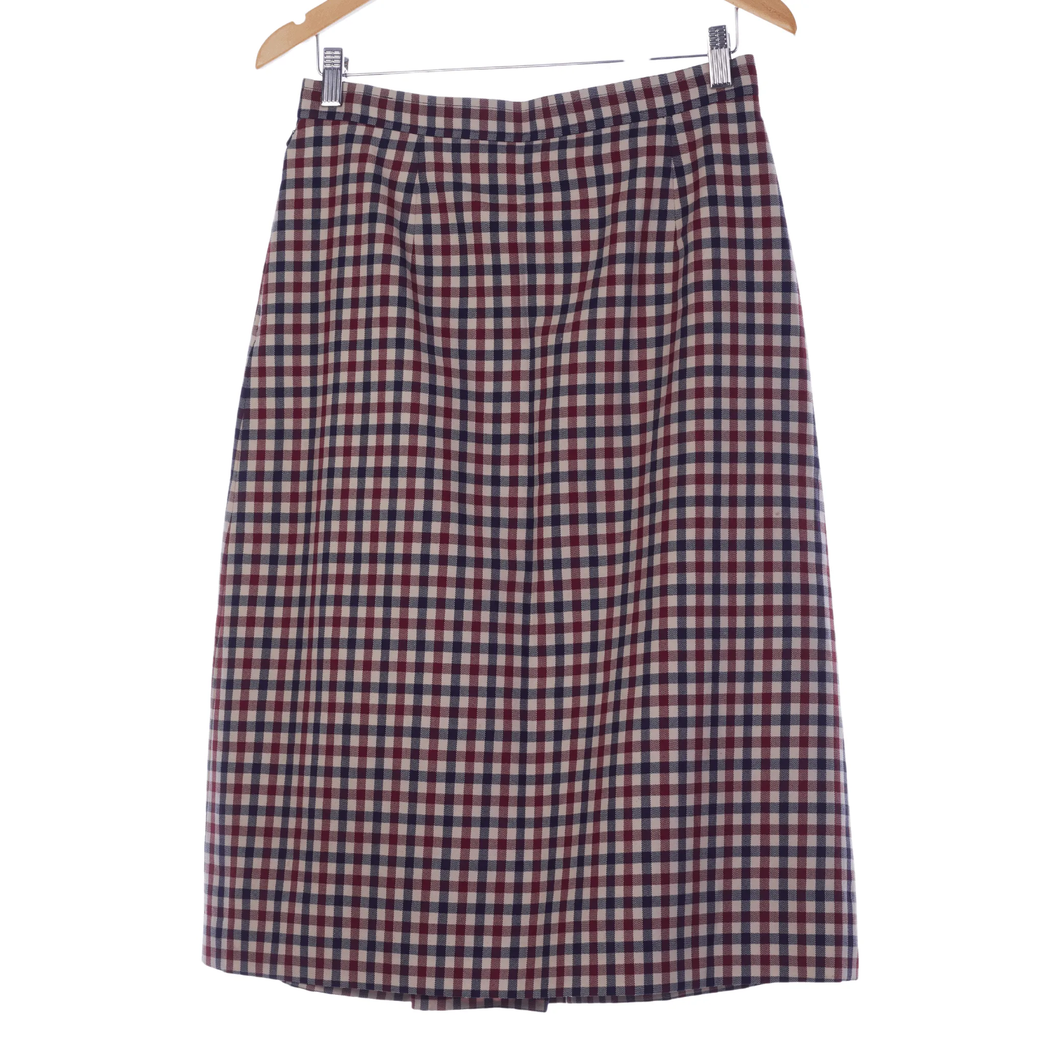 Aquascutum Vintage Red and Blue Check Wool Skirt UK Size 12