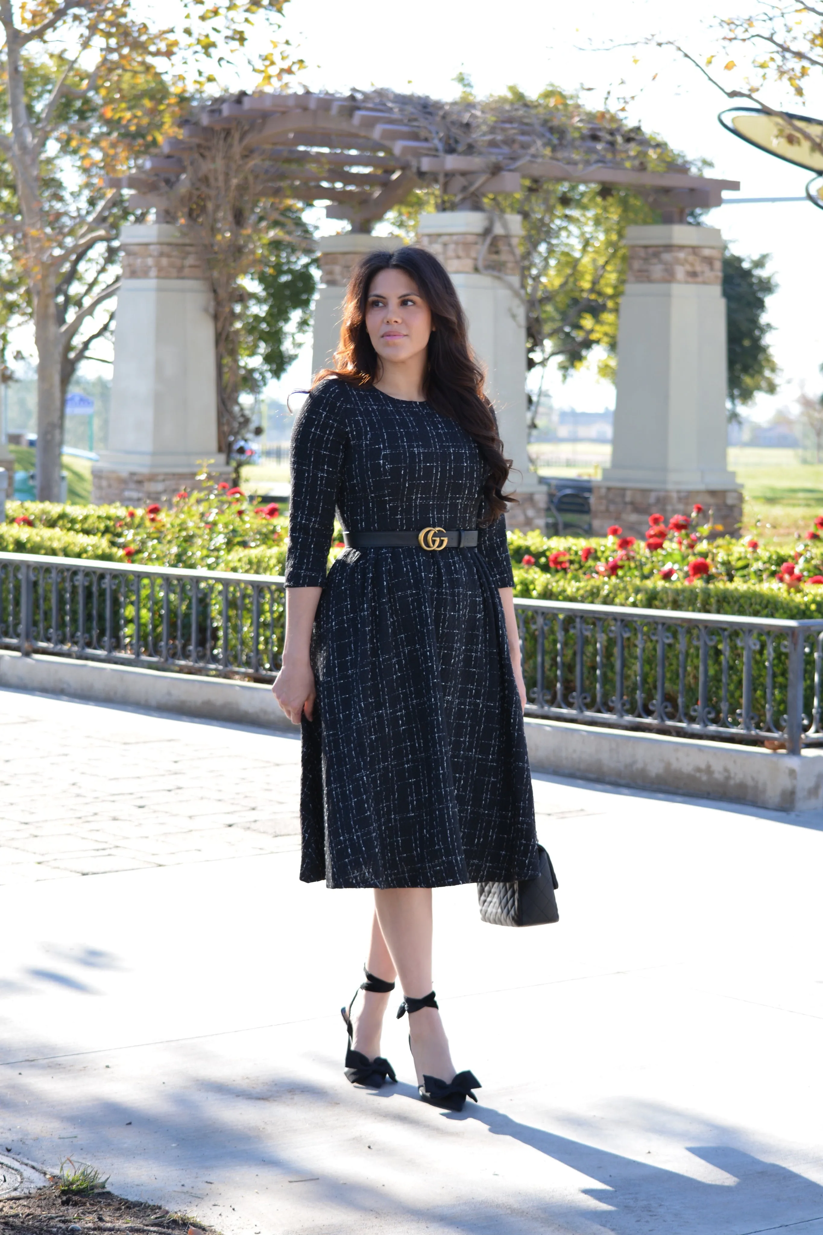 Asos Black Tweed Midi Dress