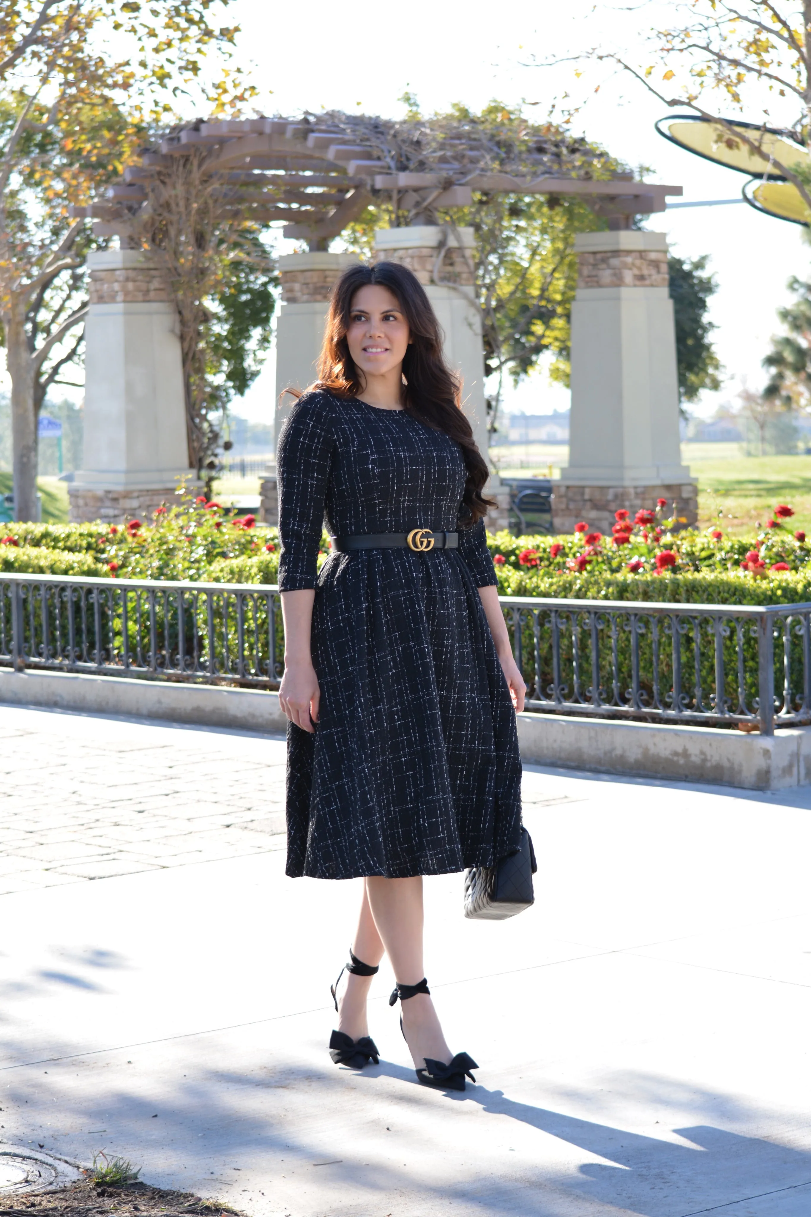 Asos Black Tweed Midi Dress