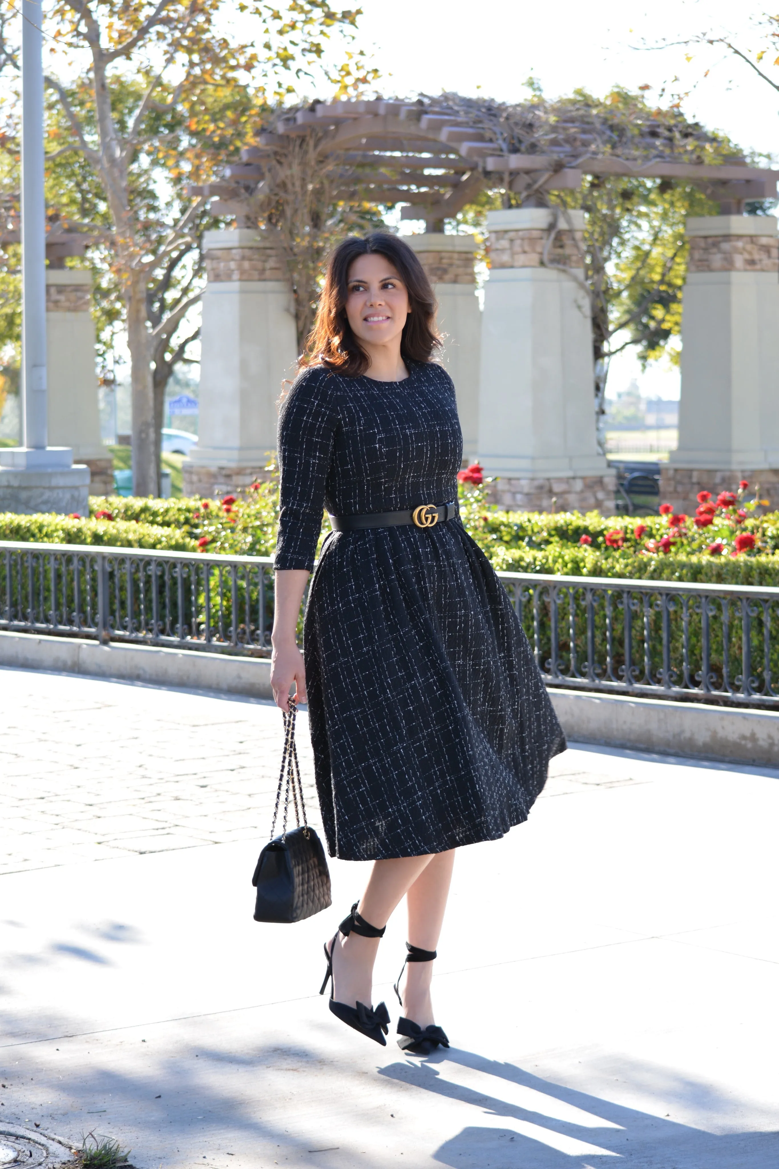 Asos Black Tweed Midi Dress