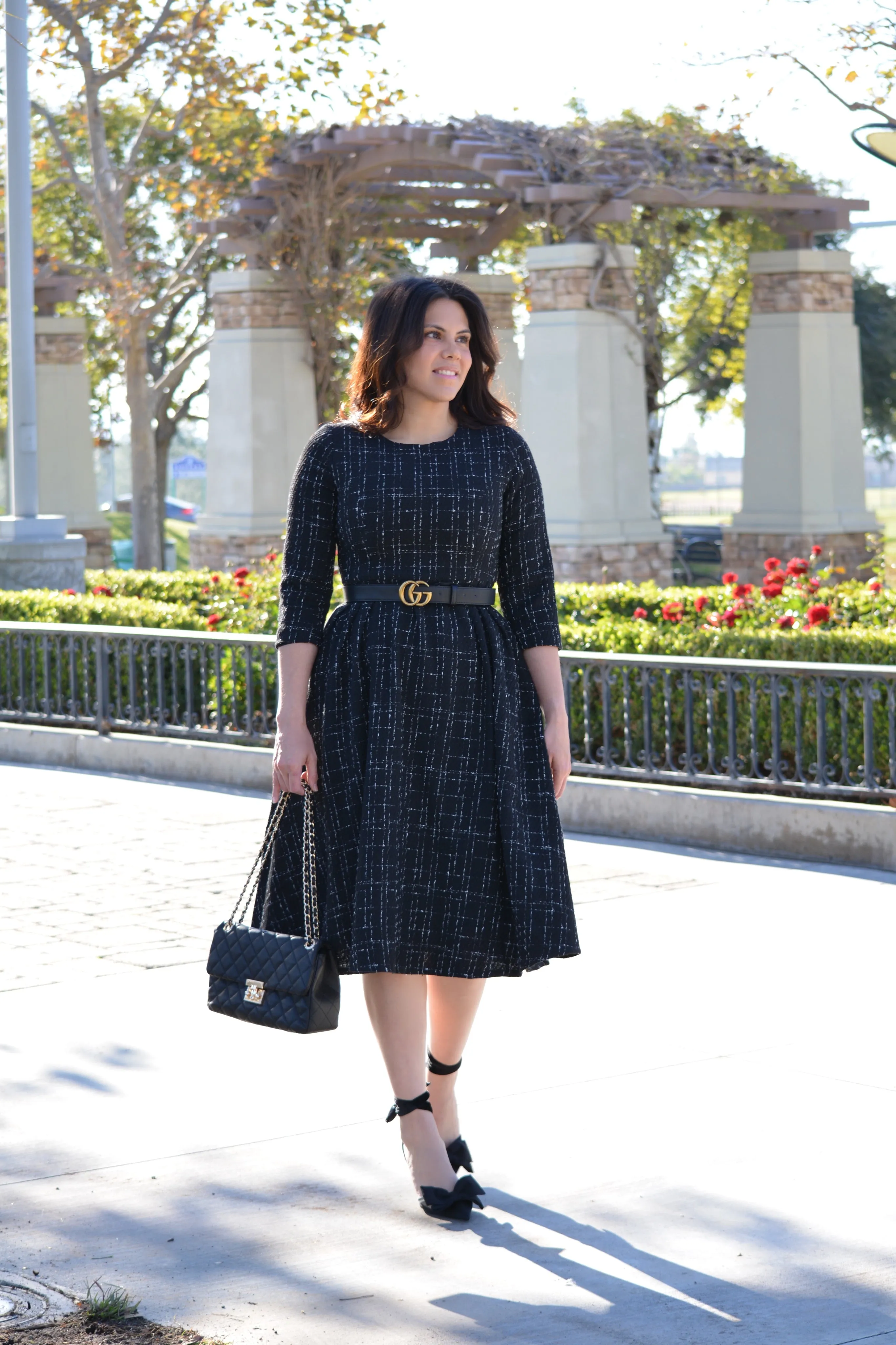 Asos Black Tweed Midi Dress