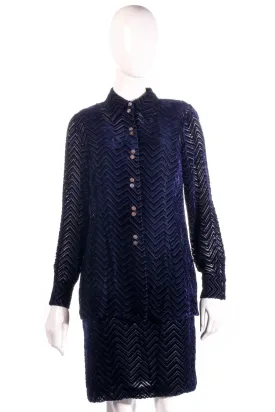 Austin Reed Devore Velvet Dress and Jacket Dark Blue Size 10