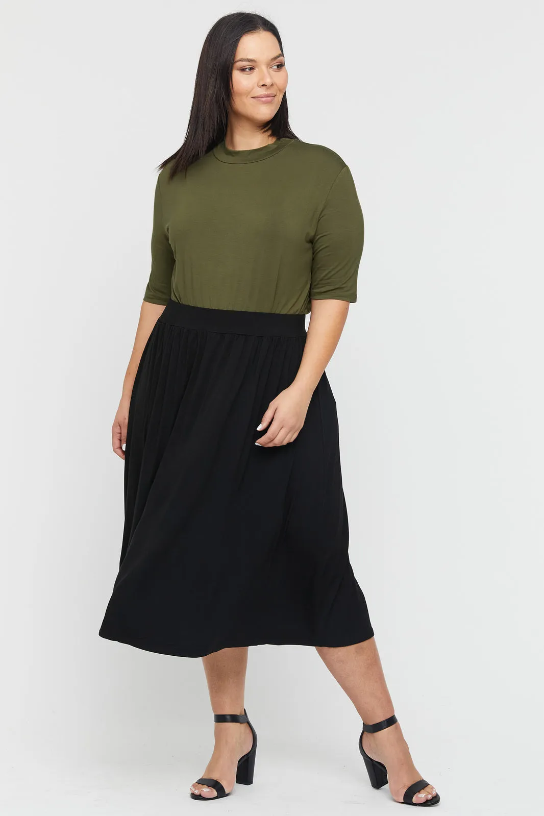 Bamboo Midi Skirt - Black