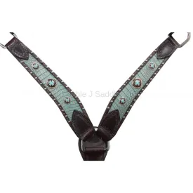 BC143 - Turquoise Gator Print Inlayed Breast Collar