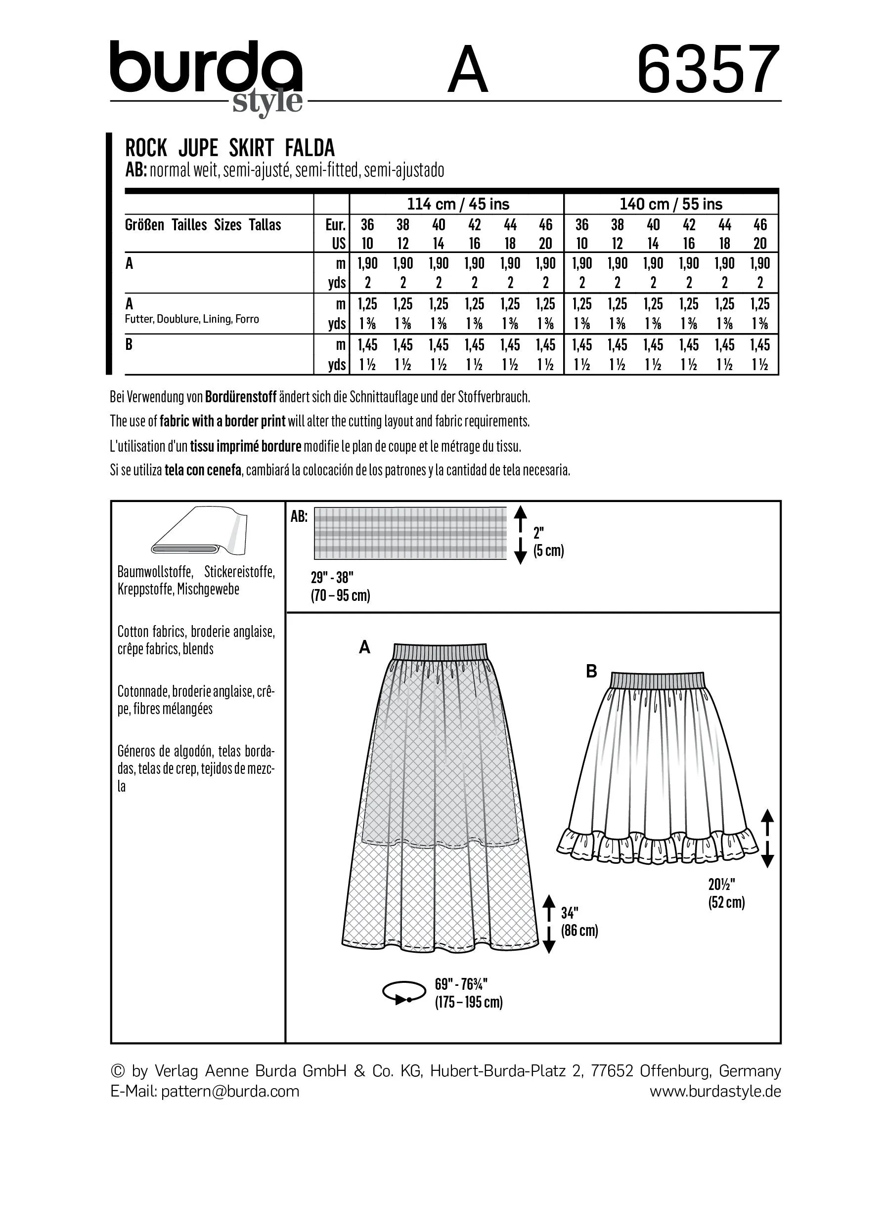 BD6357 Women's Skirt pattern