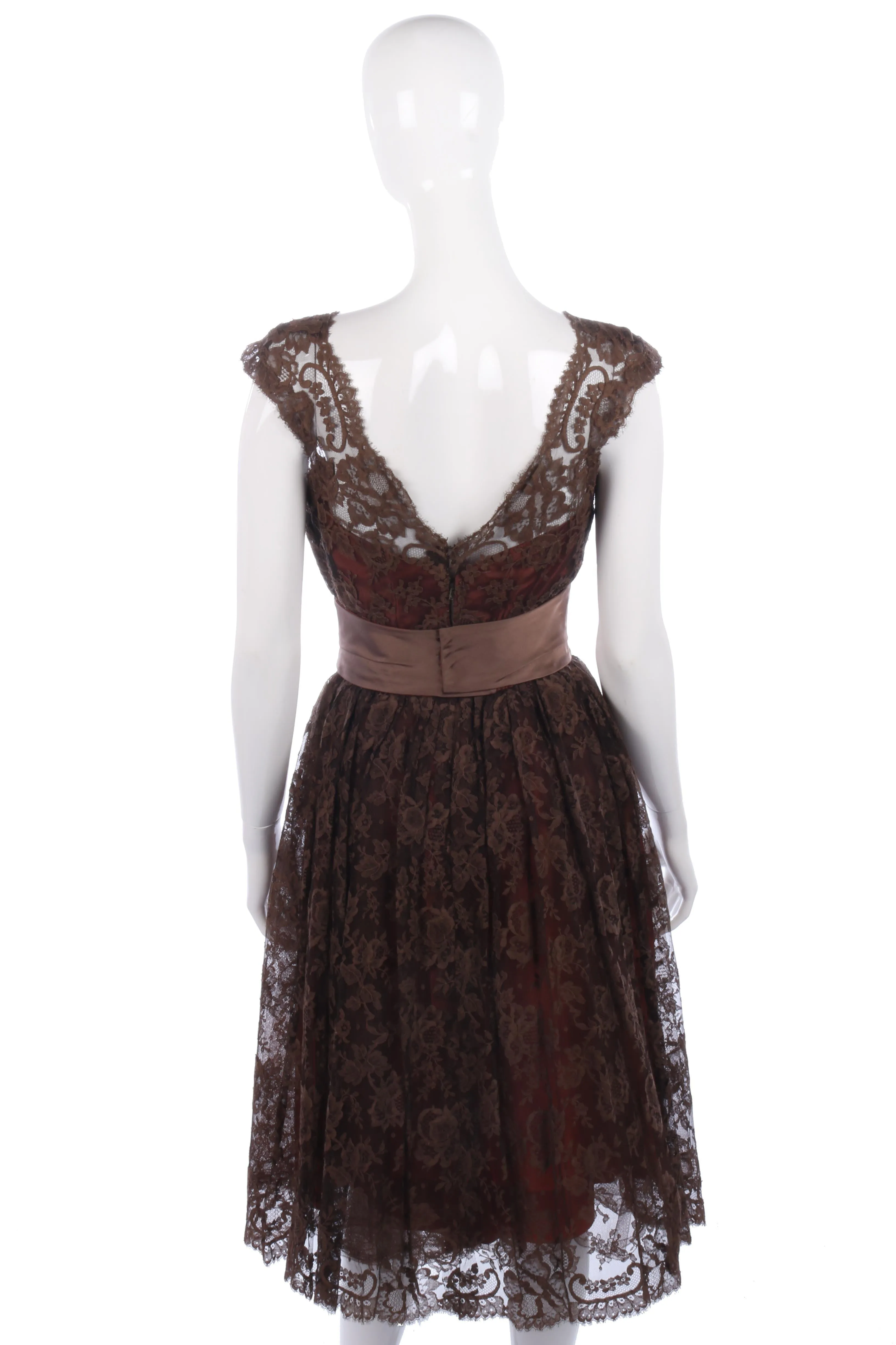 Beautiful 1950's brown lace dress size S