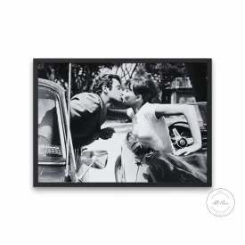 Black & White Classic Movie Poster PRINTABLE WALL ART, Vintage Car, Vintage Wall Art, Retro Wall Decor, Old Hollywood, The Kiss Poster, Glam