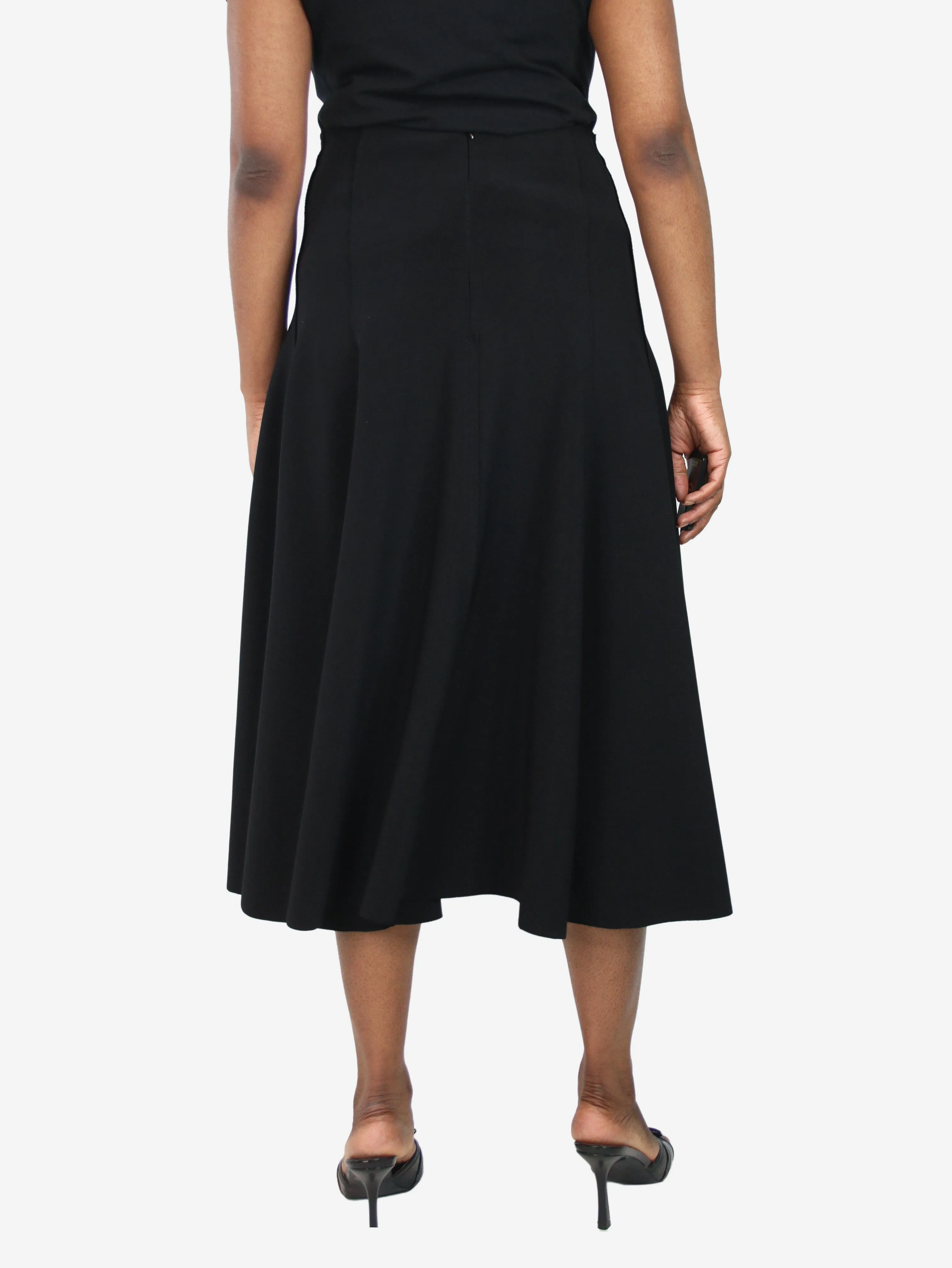 Black panelled A-line midi skirt - size L