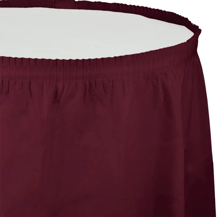 Bulk Burgundy Plastic Tableskirt 29 inch x 14 ft (6 per Case)