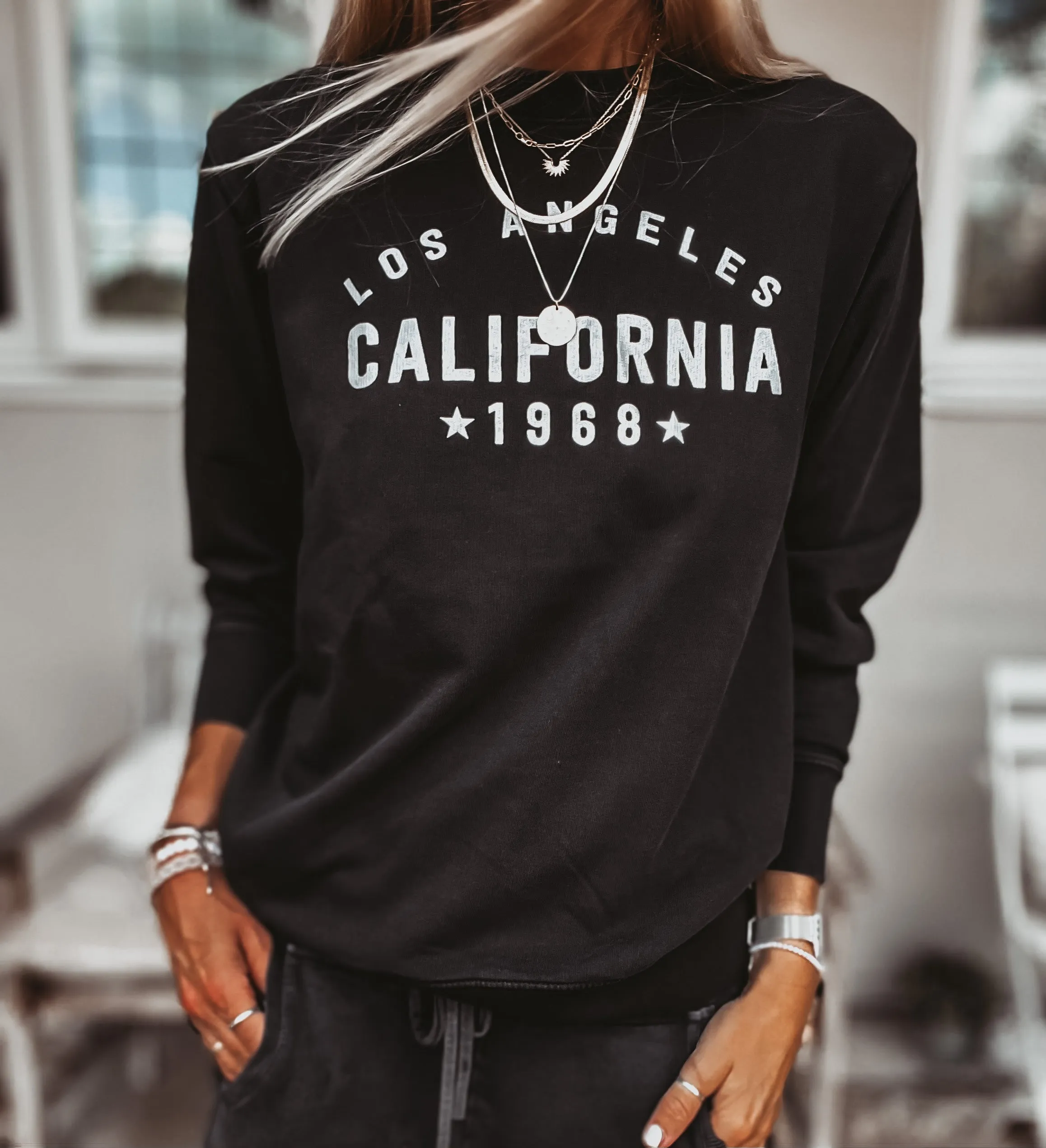 California Los Angeles Vintage BLACK/SILVER sweatshirt *NEW*