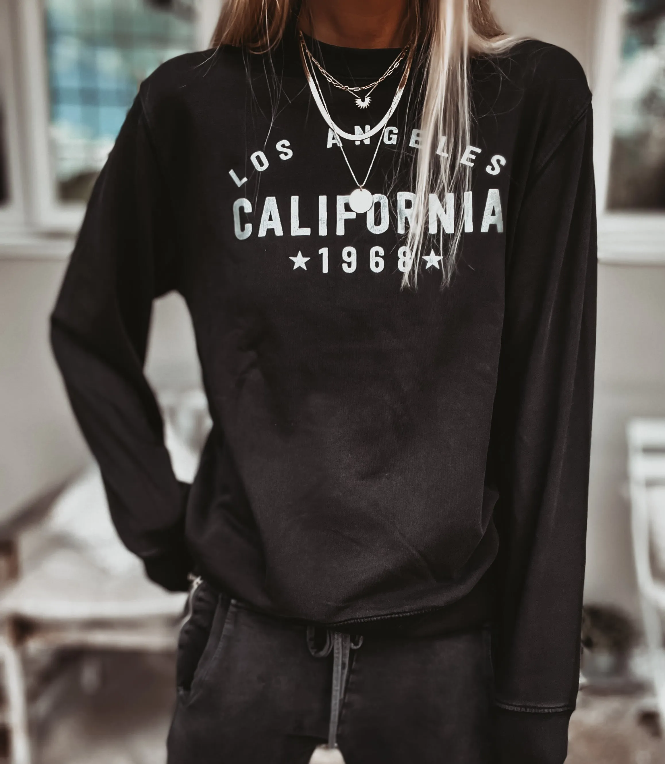 California Los Angeles Vintage BLACK/SILVER sweatshirt *NEW*