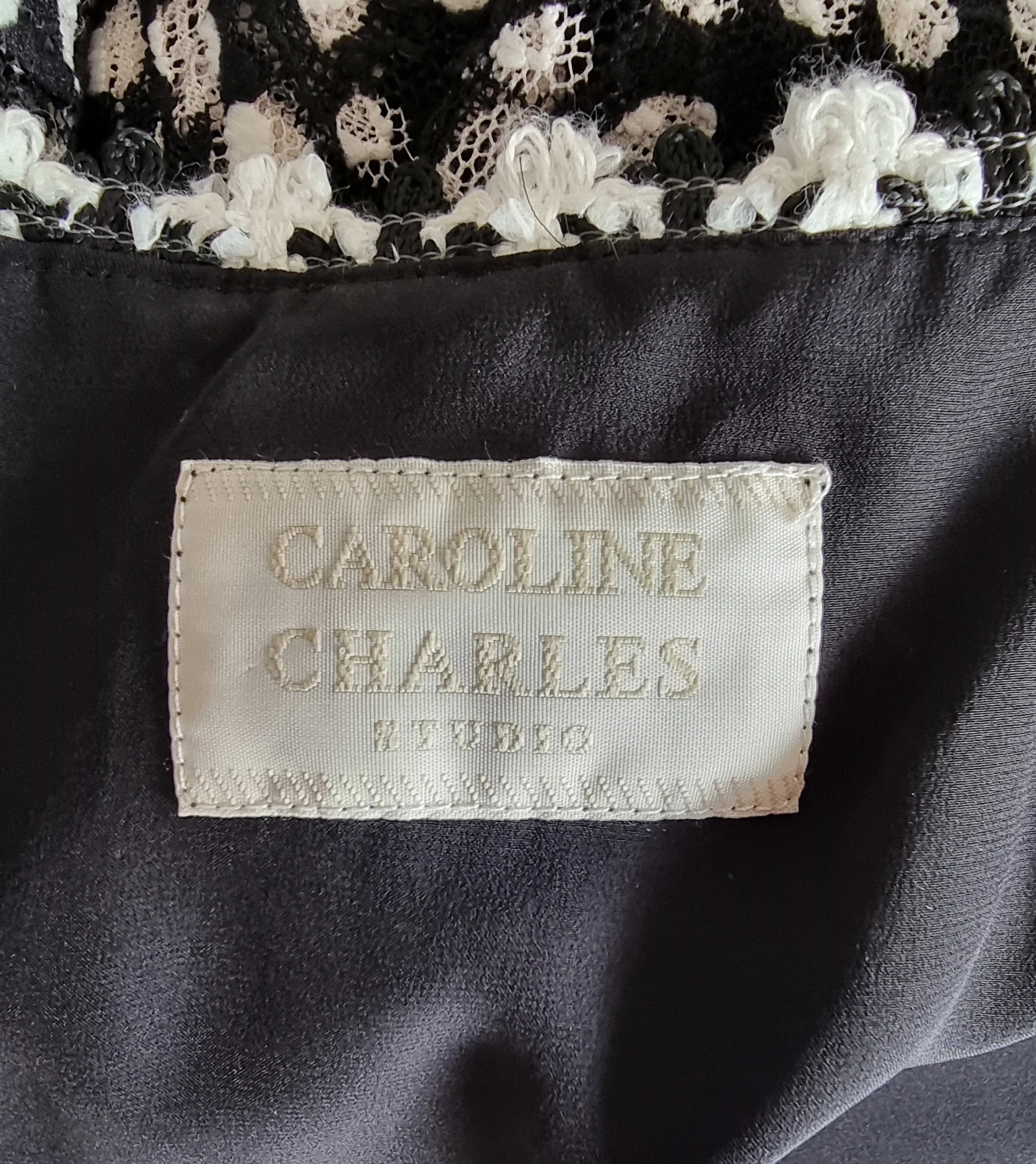 Caroline Charles Studio Vintage Black Lace Overlay Dress UK 16 US 12 EU 44