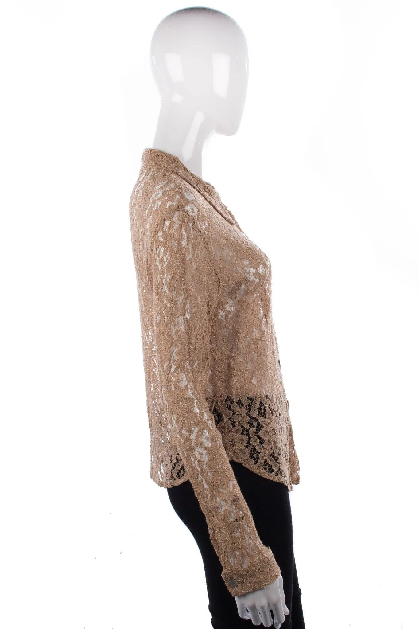 Charlotte Halton Contemporary Design Lace Shirt Cream Size 14