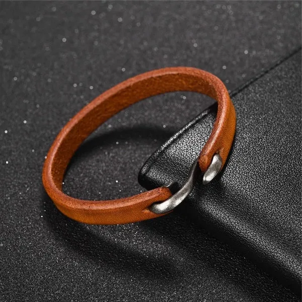 Classy Men Brown Vintage Leather Bracelet