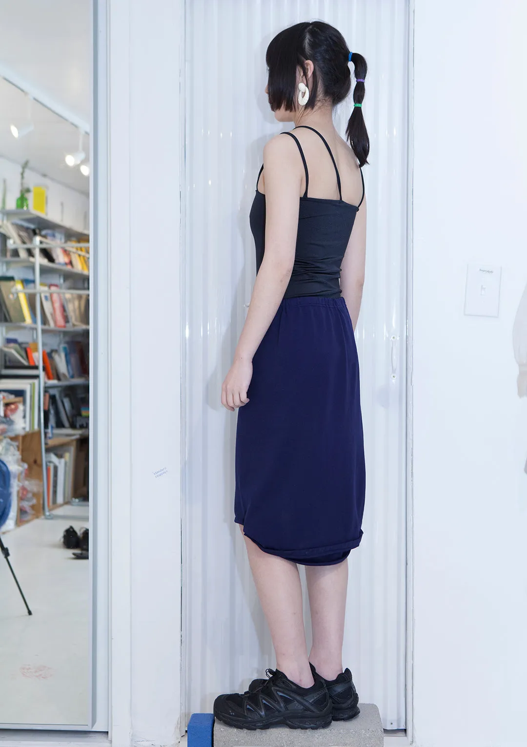 COMME DES GARÇONS Navy Asymmetrical Midi Skirt