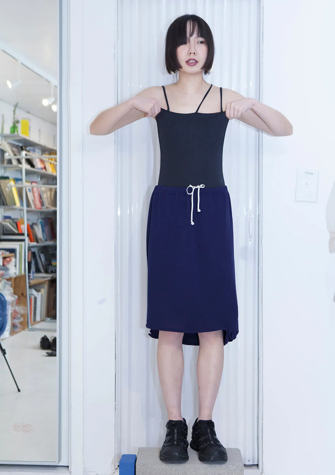 COMME DES GARÇONS Navy Asymmetrical Midi Skirt