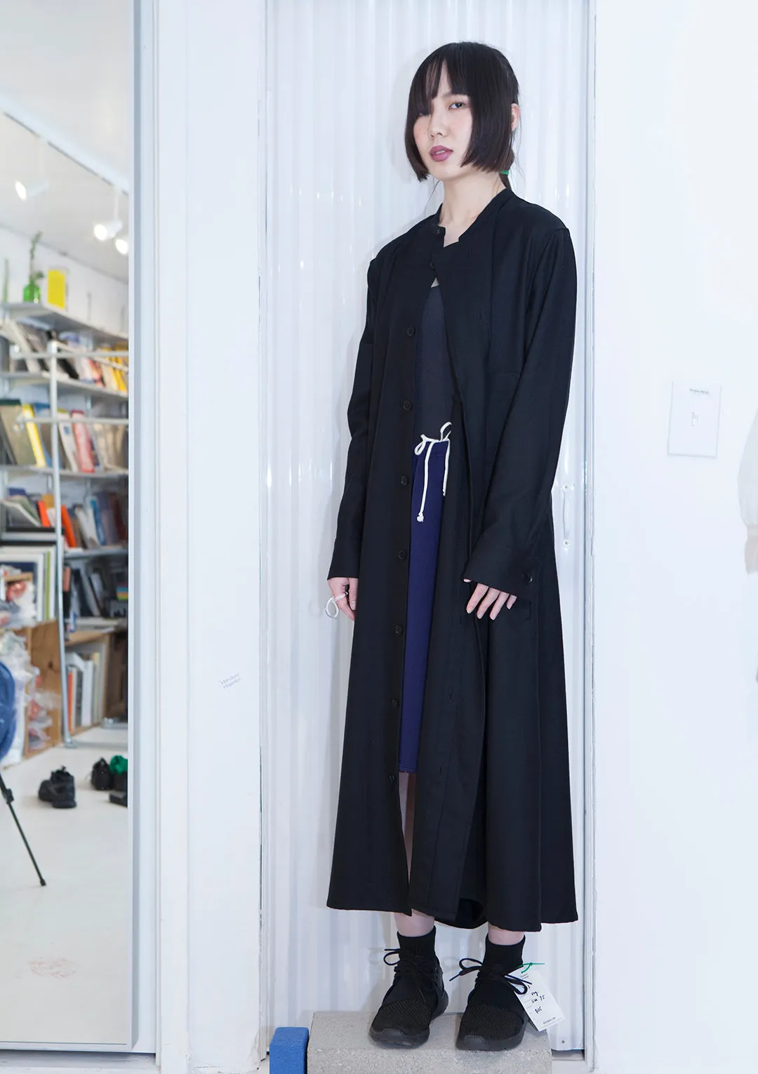 COMME DES GARÇONS Navy Asymmetrical Midi Skirt