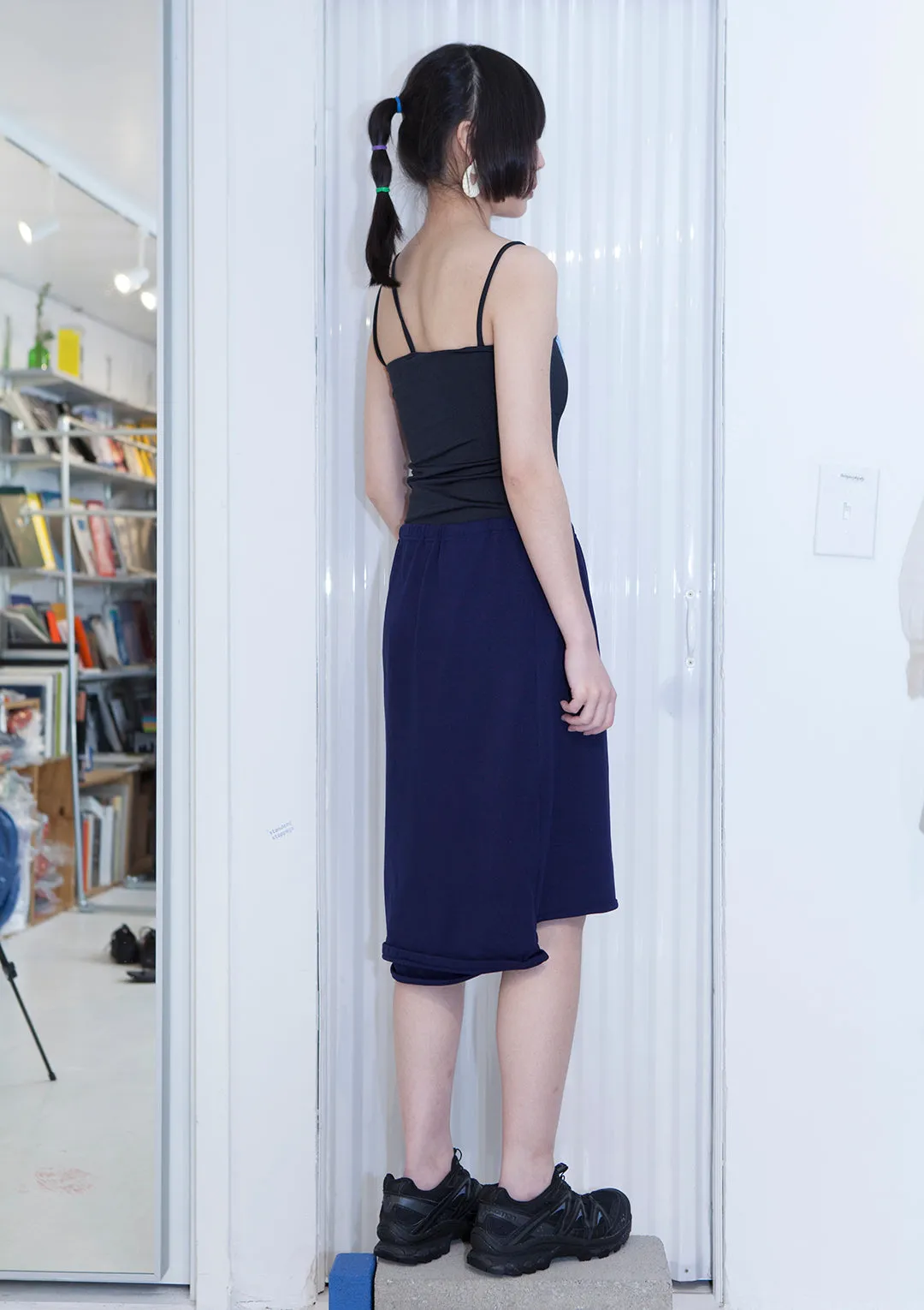 COMME DES GARÇONS Navy Asymmetrical Midi Skirt