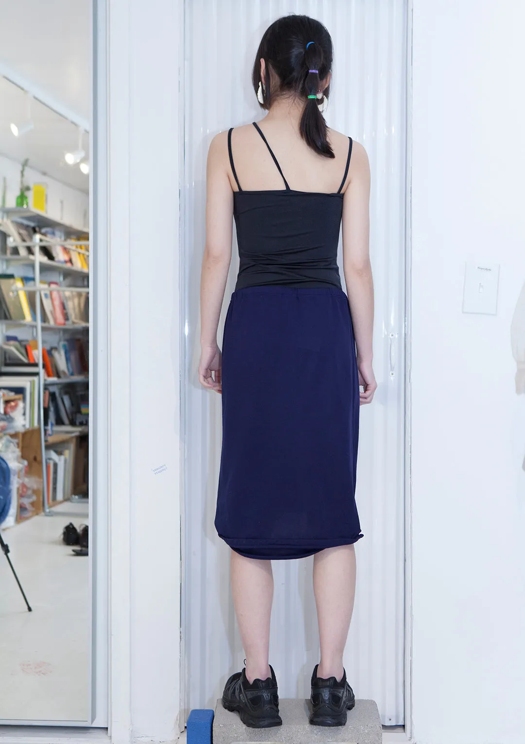 COMME DES GARÇONS Navy Asymmetrical Midi Skirt