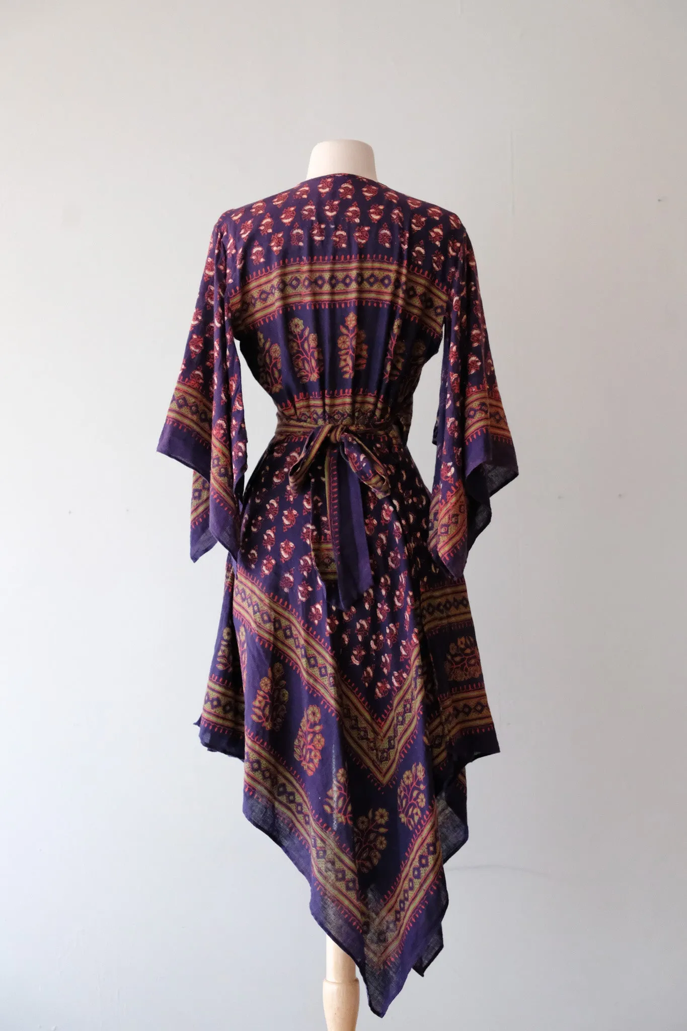 Coolest 1970's Floral Printed Made in India Wrap Dress/ Sz M