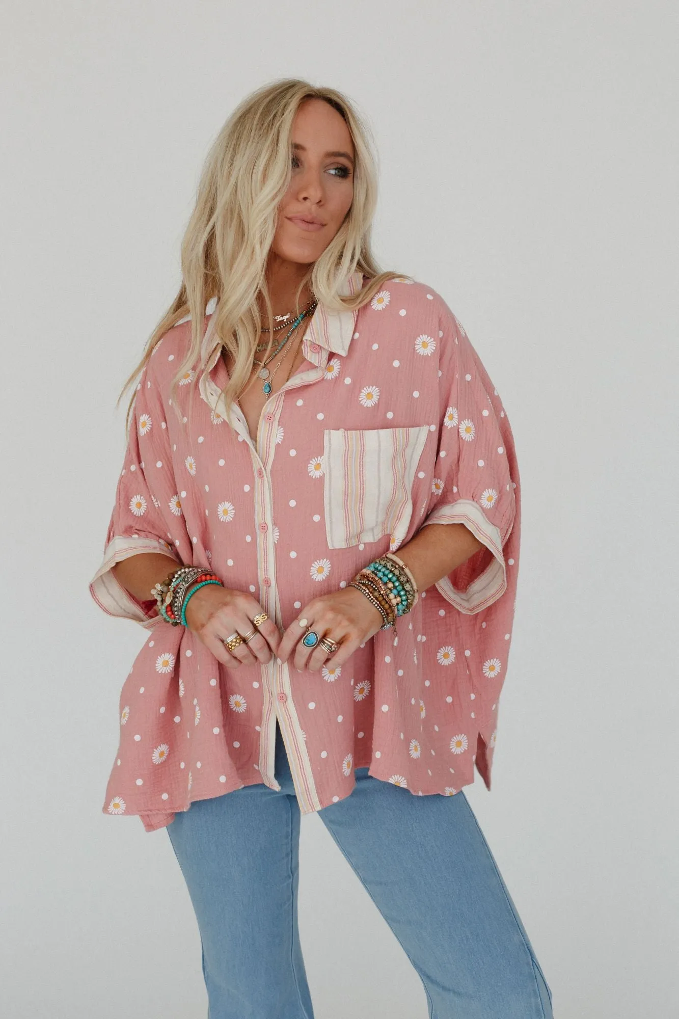 Daisy Dream Button Down Top - Mauve