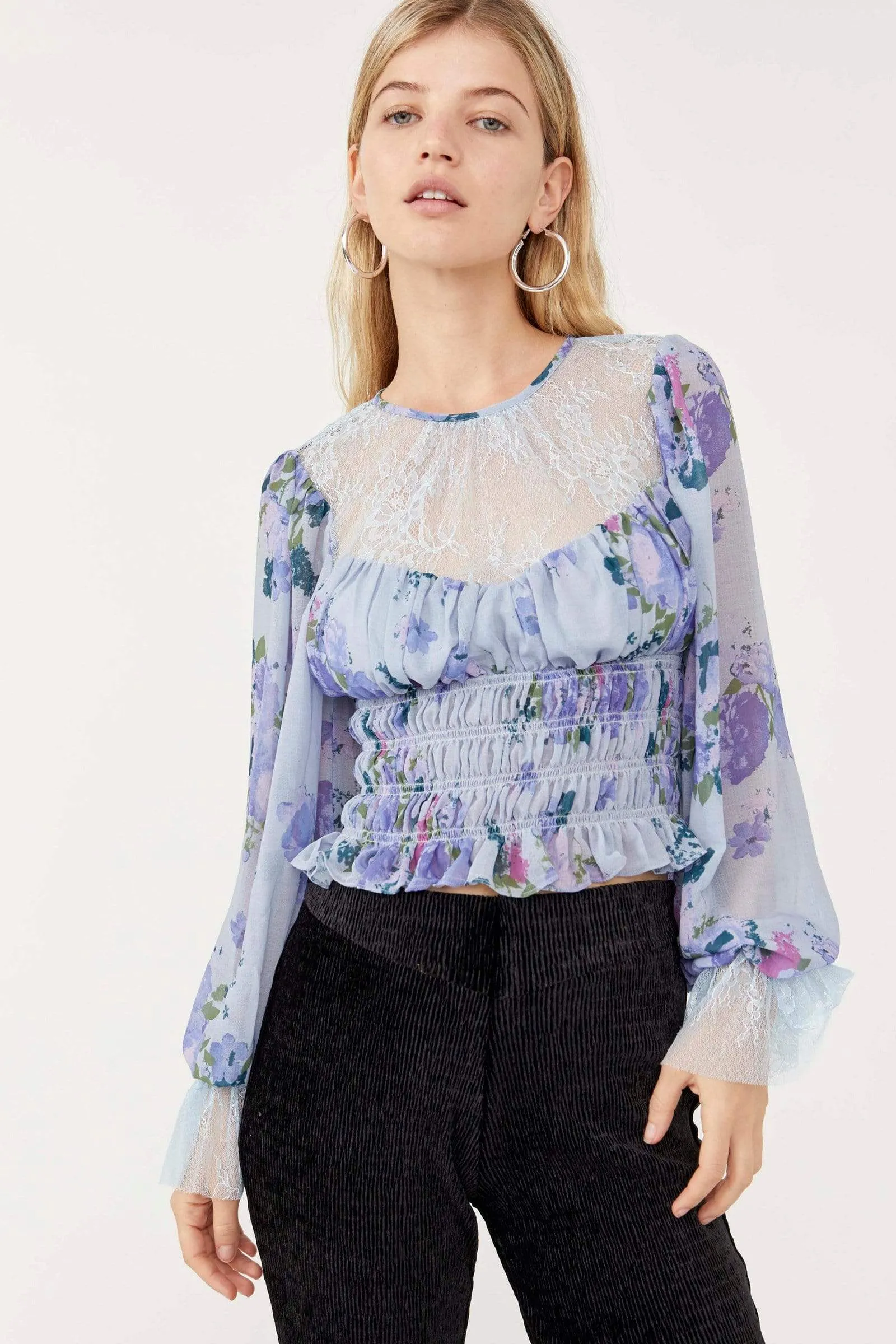 Daphne Blouse Silver Blue Combo