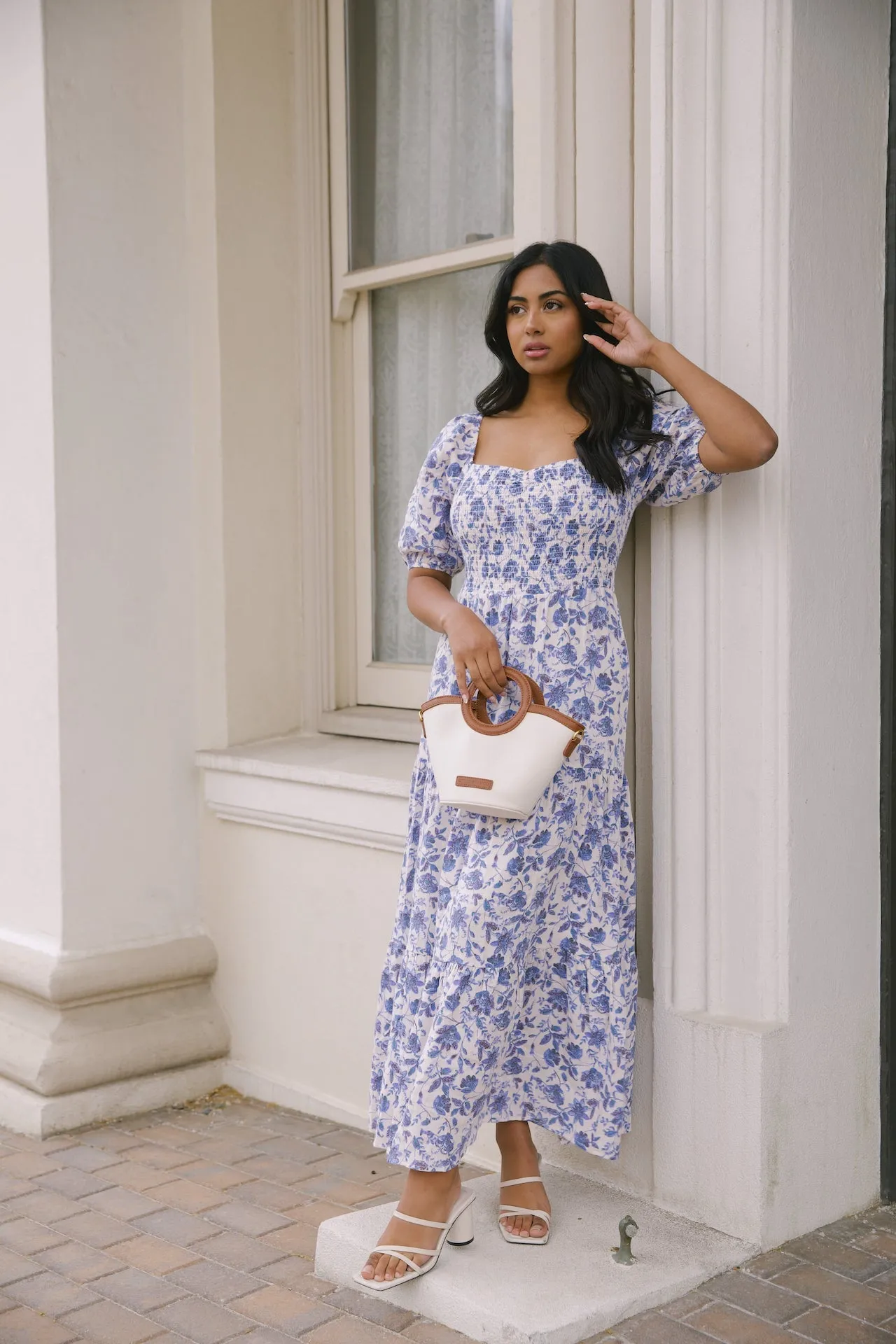 Daria Blue and White Floral Dress