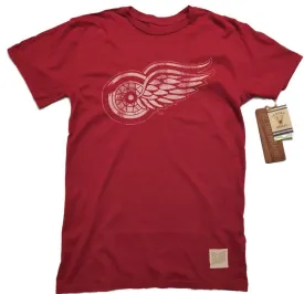 Detroit Red Wings Retro Brand Dark Red Vintage Cotton Short Sleeve T-Shirt