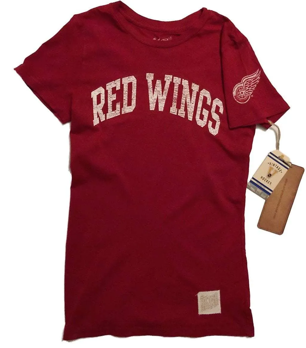 Detroit Red Wings Retro Brand WOMEN Red Vintage Cotton Crew Neck T-Shirt