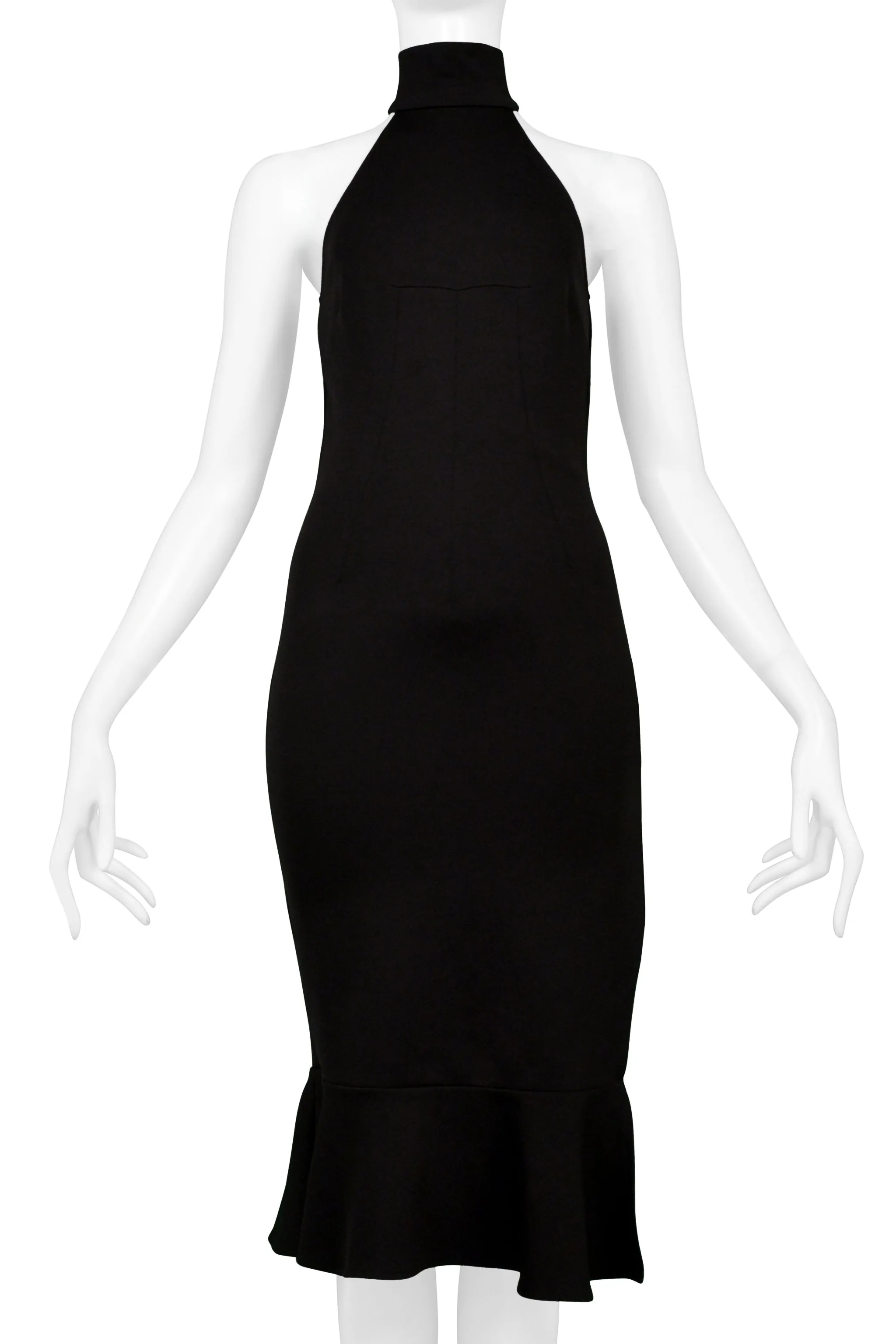 DOLCE & GABBANA BLACK HIGH NECK HALTER DRESS