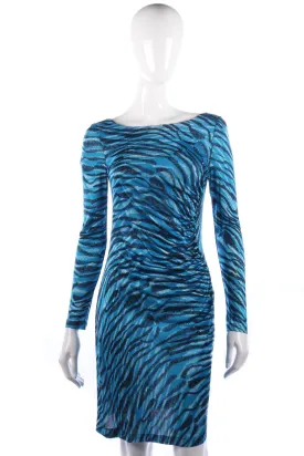 Fabulous L.K.Bennett Blue Animal Print Dress Size 10