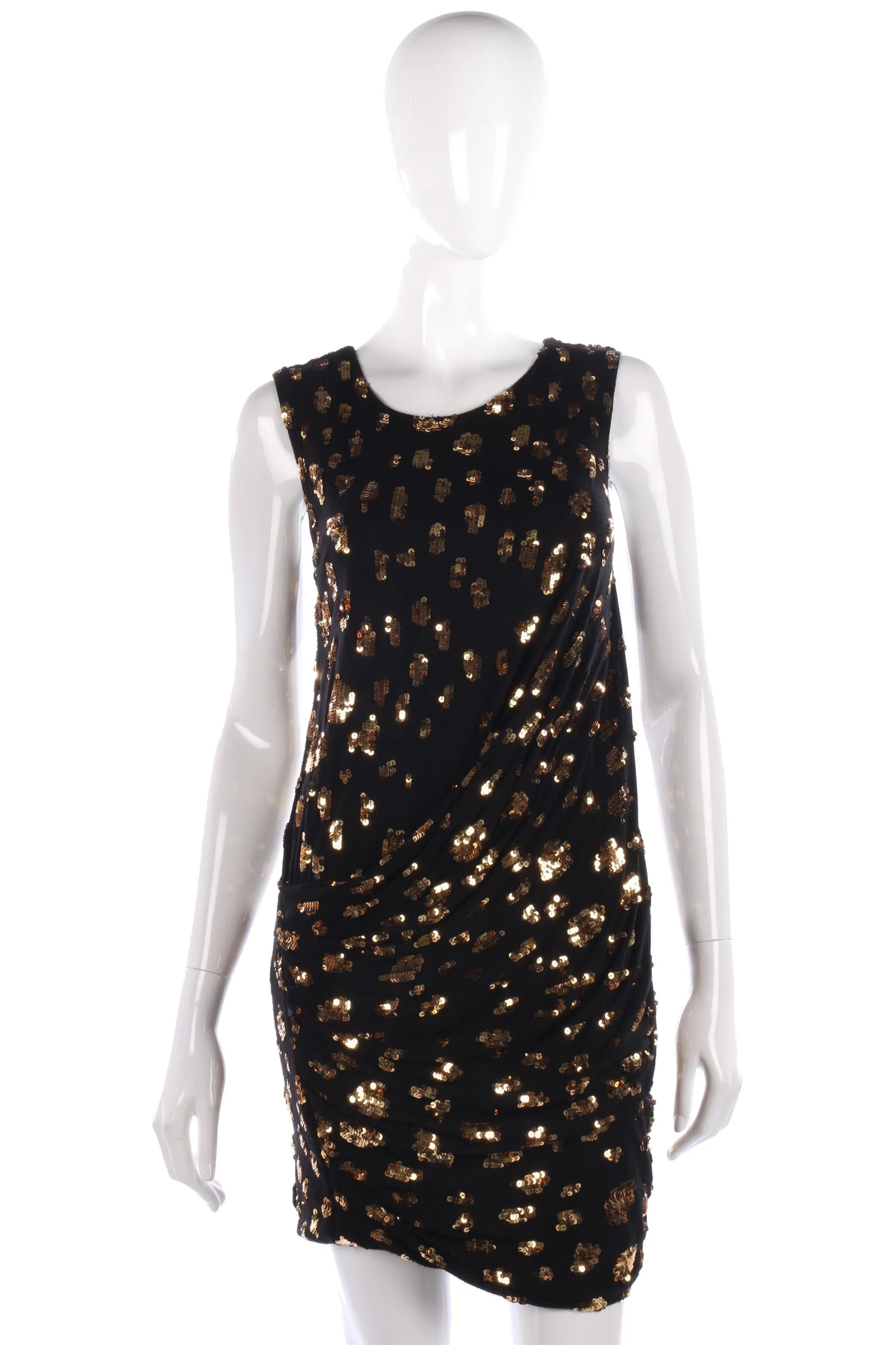 French Connection black and gold sequin dress size 8