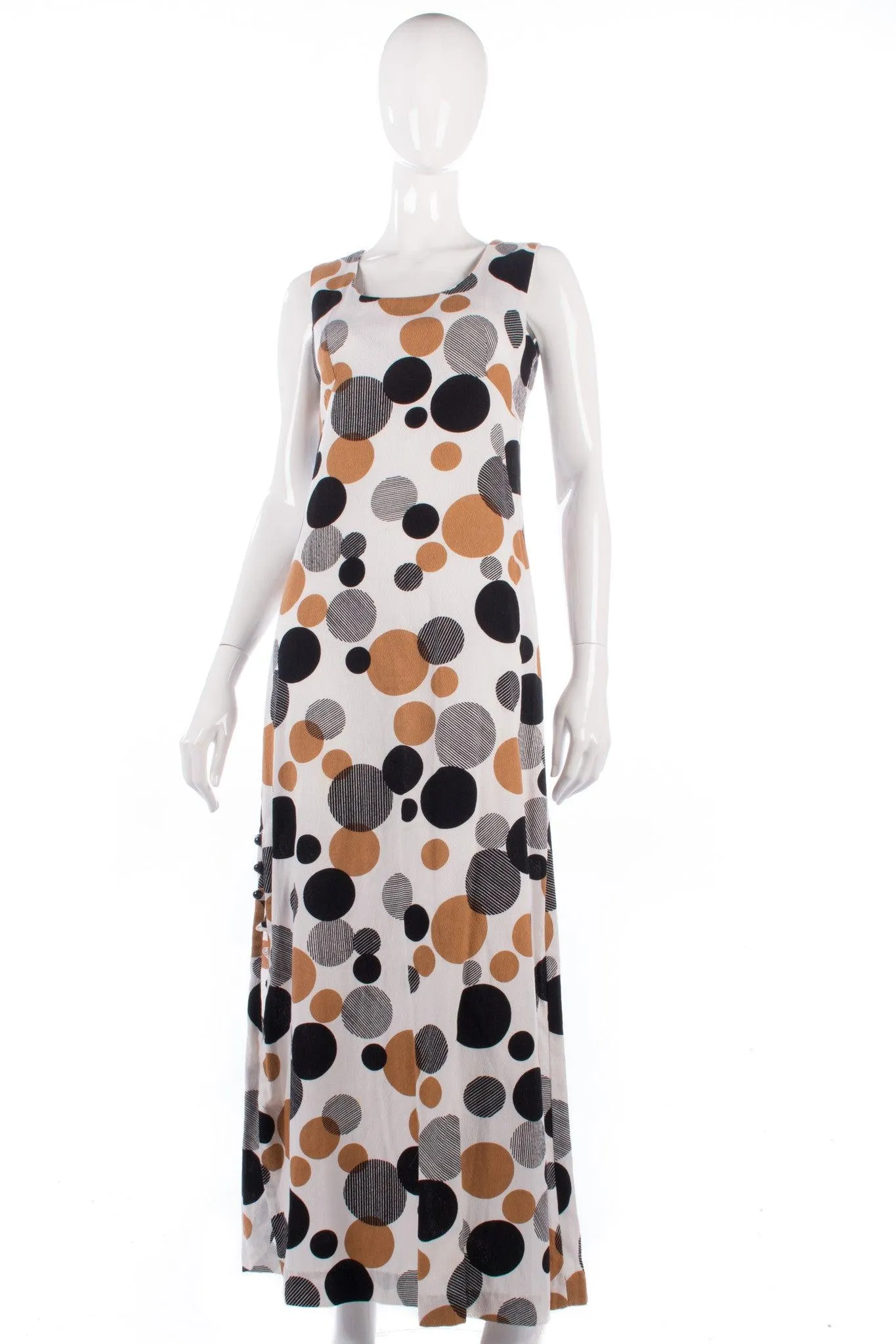 Great Unknown Vintage 1970's Dress Cream with Black/Brown Spots UK8/10