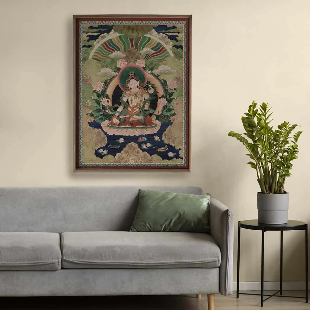 Green Tara Buddhist Indian Frameless Painting Wall Art Digital Print Poster 36 x 48 inches