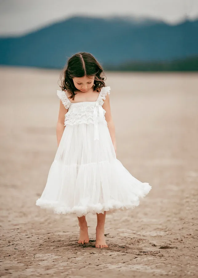 Kryssi Kouture Exclusive Girls White Spencer Tulle Twirl Dress