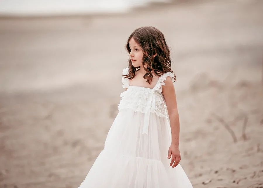 Kryssi Kouture Exclusive Girls White Spencer Tulle Twirl Dress