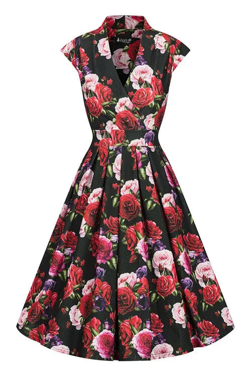 Lady Vintage Eva Dress in Red Roses