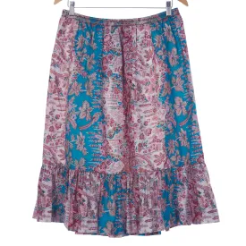 Liberty Vintage Cotton Floral Print Skirt Blue and Red UK SIze 14