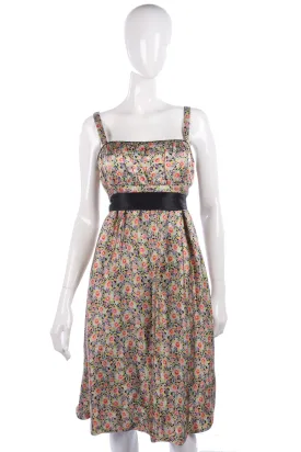 Linea Dress 100% Silk Floral Pattern Lined Stunning Size 14