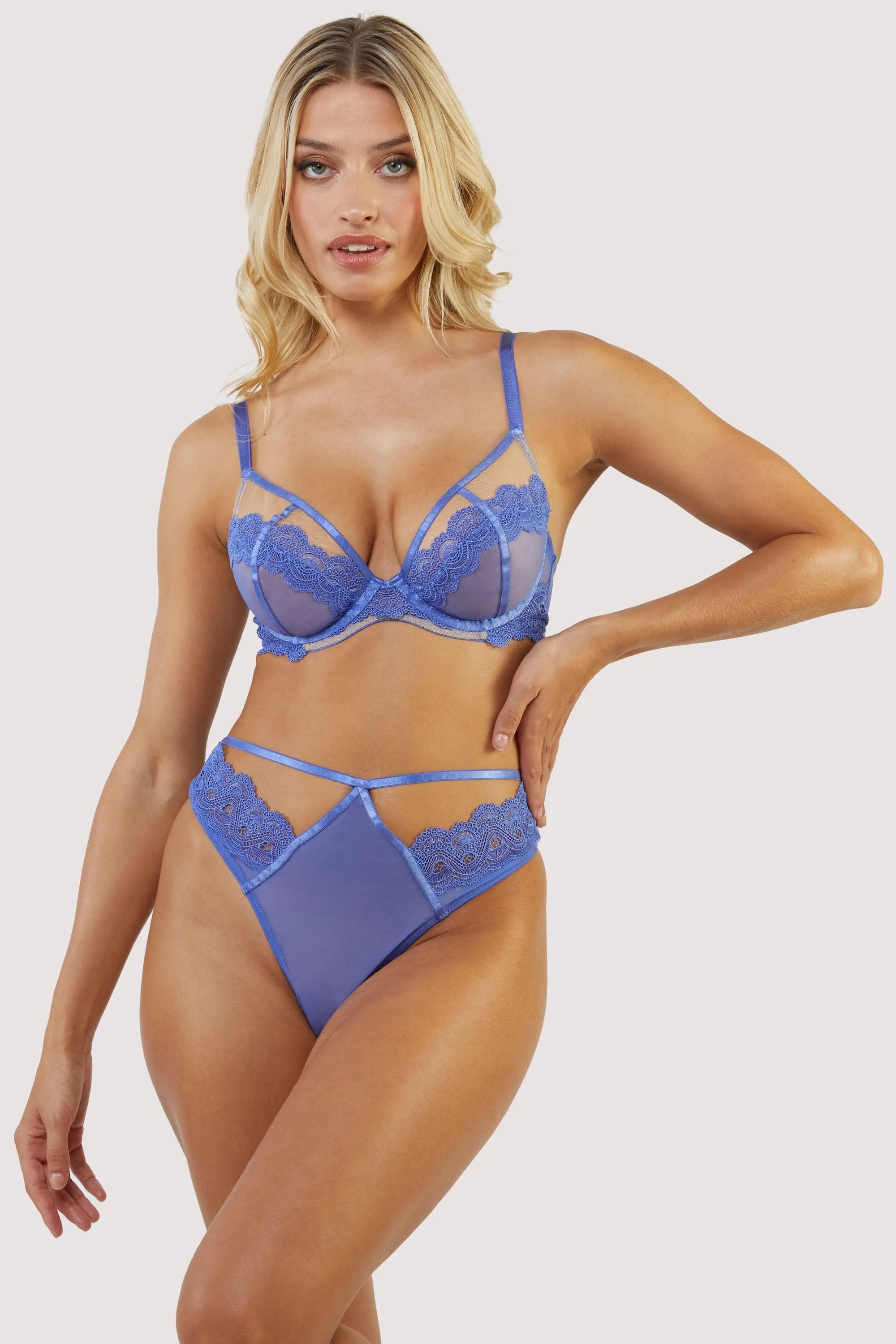 Maisie Blue Lace Trim Balcony Bra