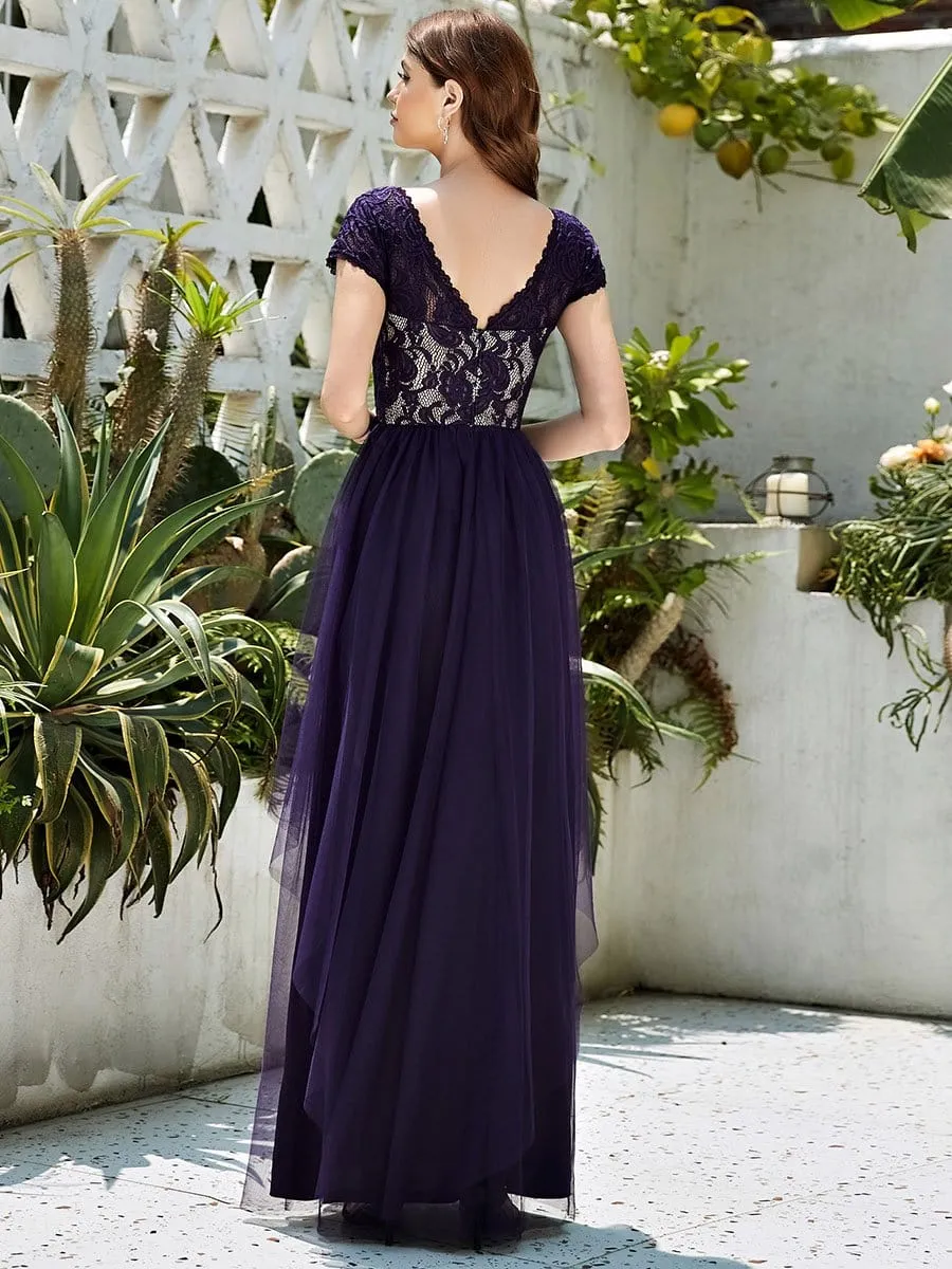 Mature Short Sleeve Lace Floor-Length Mother of the Bride Dress