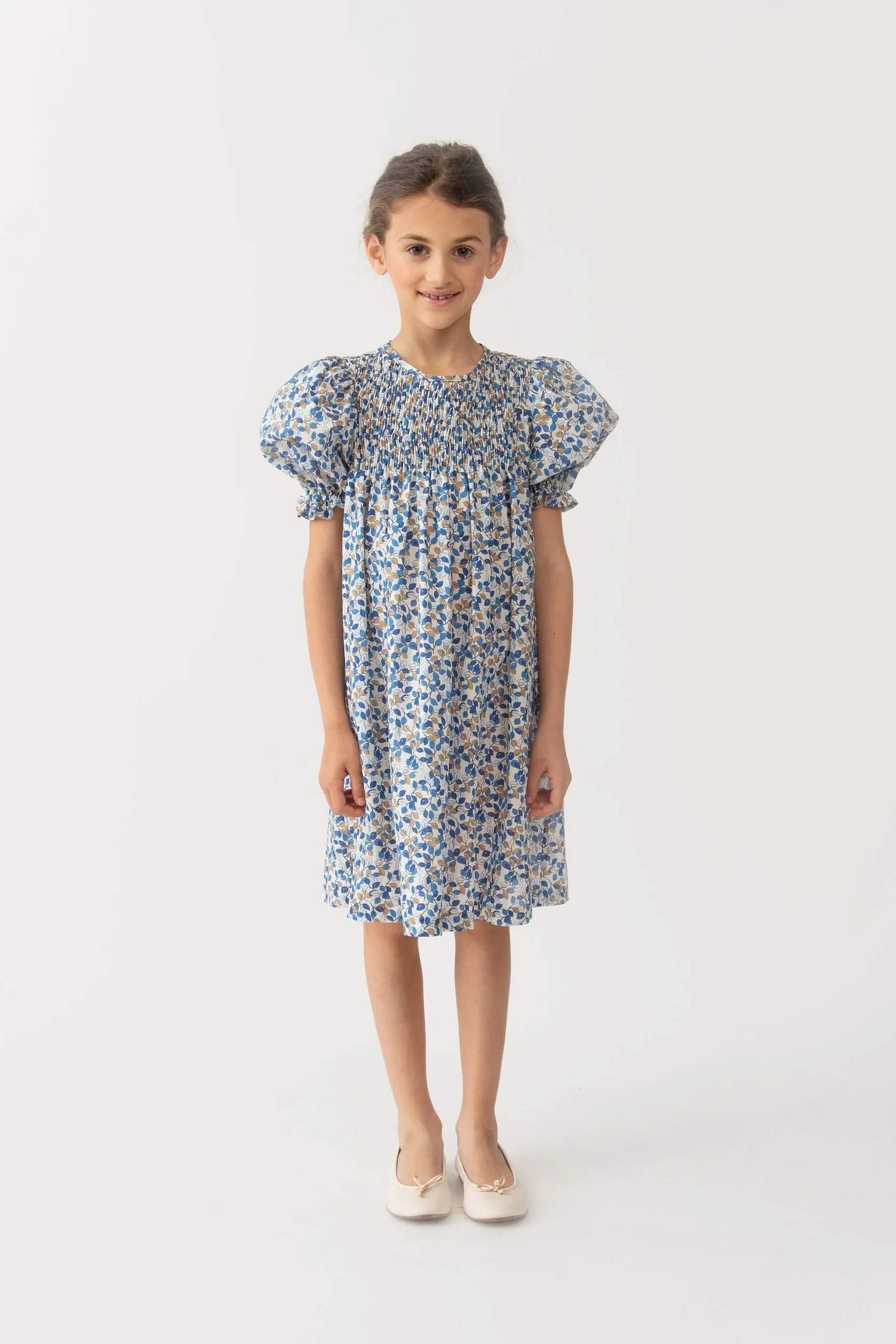 PCL Elisabeth Blue Leaves Print Dress