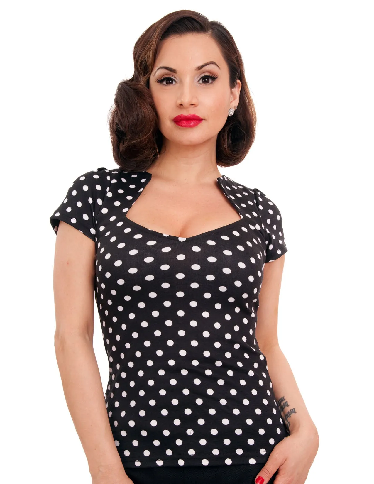 Polka Dot Sophia Top in Black/White