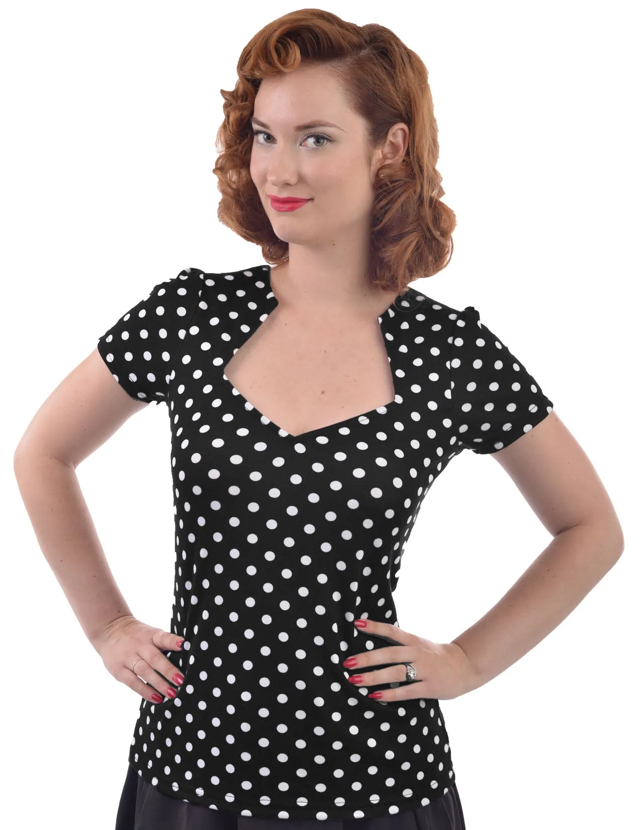 Polka Dot Sophia Top in Black/White